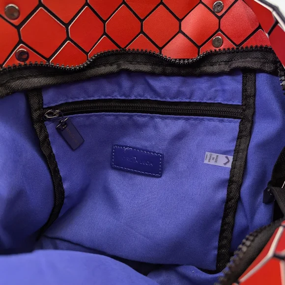 Patrizia Luca Red Geometric Faux Leather Tote Bag Modern Art Pop Chic Purse - Picture 10 of 13